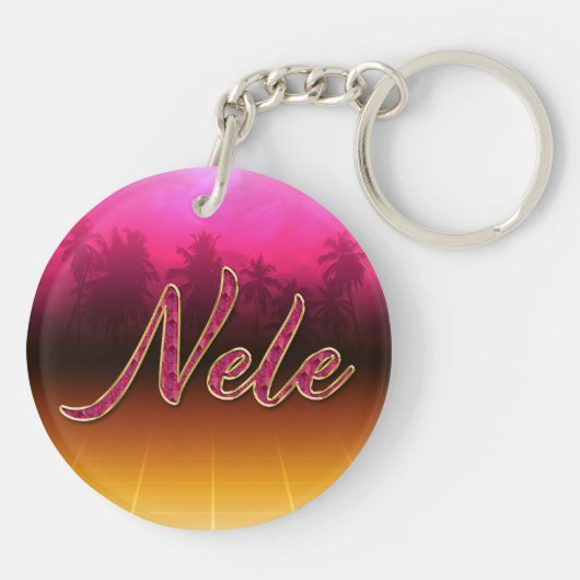 Nele prénom nom porte-clés rose doré (Dos)