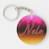 Nele prénom nom porte-clés rose doré (Devant)
