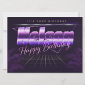 Nelson Nom Prénom lila retro Carte Anniversaire (Devant)