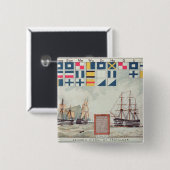 Nelson's signaal op Trafalgar Vierkante Button 5,1 Cm (Voorkant /achterkant)