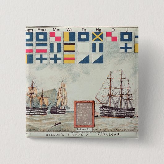 Nelson's signaal op Trafalgar Vierkante Button 5,1 Cm (Voorkant)