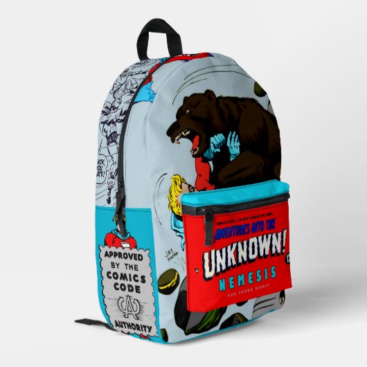 NEMESIS: The Super Ghost Backpack Bedrukte Rugzak (Achterkant Hoek Links)