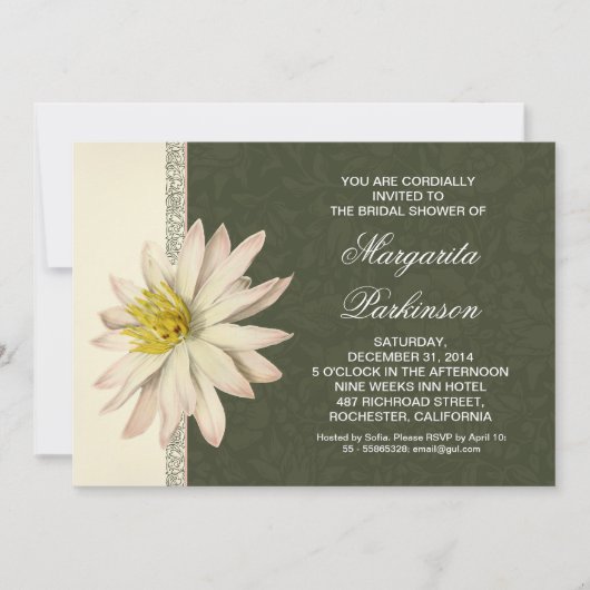 nénuphar blanc belle nuptiale invitations à la dou (Devant)