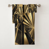 Neo Art Deco Black Gold Geometric Gatsby Bathroom Bad Handdoek (Insitu)