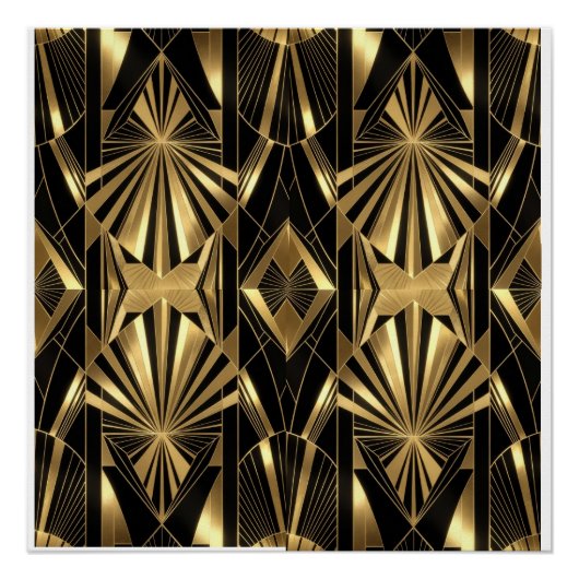 Neo Art Deco Black Gold Geometric Gatsby  Perfect Poster (Voorkant)