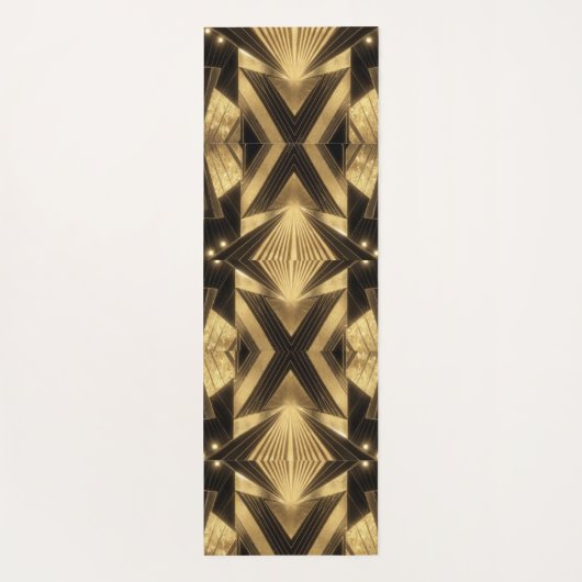 Neo Art Deco Black Gold Geometric Gatsby Yogamat (Achterkant)