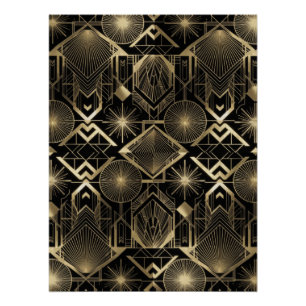 Néo Art Déco Noir Géométrique Vintage Gatsby Or