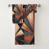 Neo Art Deco Teal Copper Geometric Sunburst (En situation)