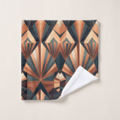Neo Art Deco Teal Copper Geometric Sunburst (Gant de toilette)