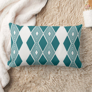 Neo-Deco Diamond Grid Teal Geometrische Kussen