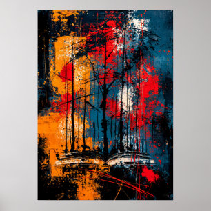 Neo-Expressionistisch Woud van Woorden Boekliefheb Poster