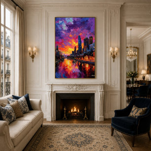 Neo-Expressionistische Melbourne Skyline Levendige Poster