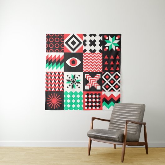 NEO GEO. grafisch ontwerp van het geometriepatroon Wandkleed (In situ)