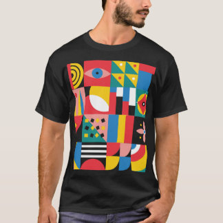 Neo geometrische kleurrijke vormenillustratie t-shirt