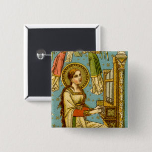 Neo-gotische St. Cecilia van Rome (detail; BNG 02) Vierkante Button 5,1 Cm