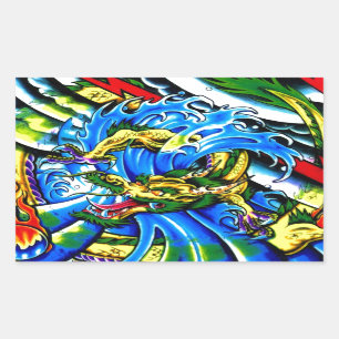 Neo Jap Dragon Tattoo Rechthoekige Sticker