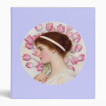 Neo-klassieke dame met roze tulpen