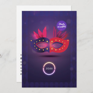 Neo Masquerade Mask Graduation Party Uitnodiging