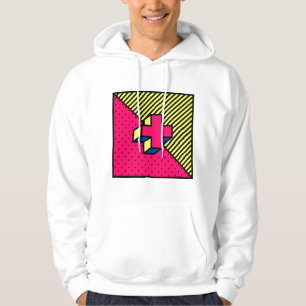 Neo Memphis Cross/Plus Sign Motif Hoodie