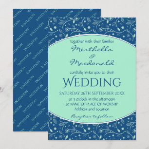 NEO MINT CLASSIC BLUE Elegant Moderne Floral Kaart