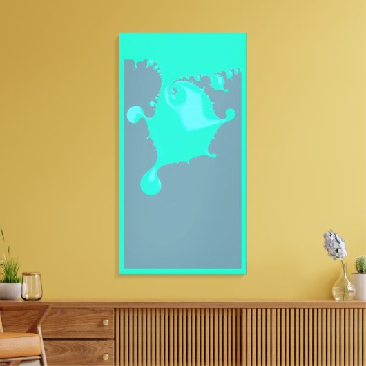 Neo Mint Fractal Natte Verf. Minimale Abstracte ve Canvas Afdruk (Insitu (Woonkamer))