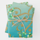 Neo Mint Gold Wrapping Paper flatpanel set met 3 v (In situ)