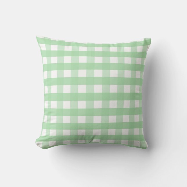 Neo Mint Green en White Gingham Kussen (Voorkant)