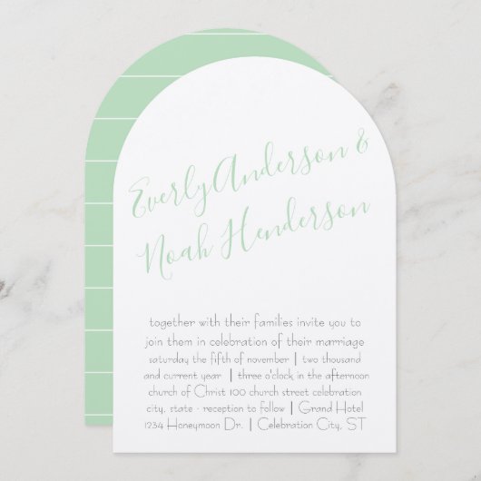Neo Mint Minimalist Typography Wedding Kaart (Voorkant / Achterkant)