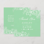 Neo Mint Moderne Blanc Floral Carte de remerciemen (Devant / Derrière)