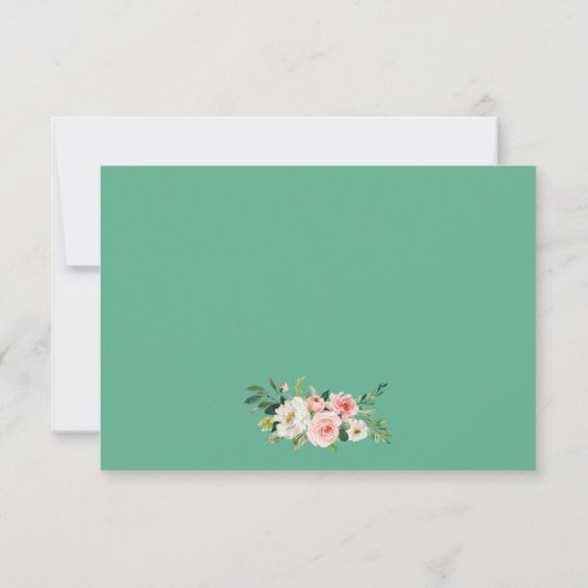 Neo Mint Rose Blanc Floral Or Mariage RSVP (Dos)