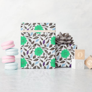 Neo Mint Style China Poppy Floral Pattern Cadeaupapier