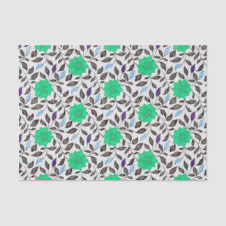 Neo Mint Style China Poppy Floral Pattern Tissuepapier