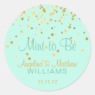 Neo Mint te worden Mint Gold Confetti bruiloft Ronde Sticker