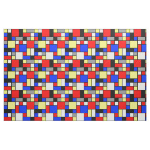 Neo Plasticisme Blauw Rood Geel Gele Grijze Blokke Stof