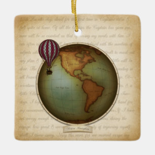 Neo-Victoriaans Wereldkaart Steampunk Vliegtuig 2- Keramisch Ornament