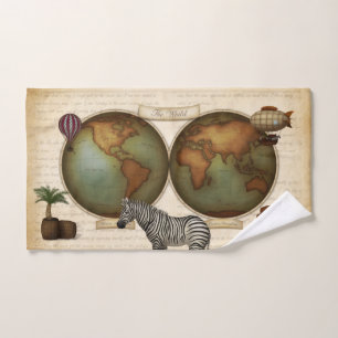 Neo-Victoriaans wereldreiziger Atlas Steampunk Map Bad Handdoek