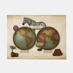 Neo-Victoriaans wereldreiziger Atlas Steampunk Map Deurmat