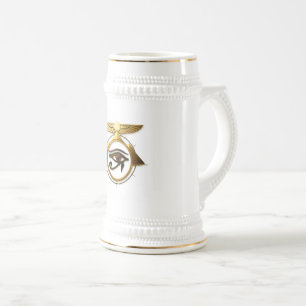 NeoAnkh 3D Gouden Oog van Horus & Gevleugelde Zonn Bierpul