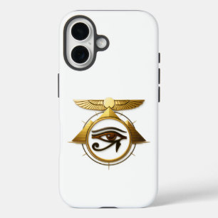 NeoAnkh 3D Gouden Oog van Horus Vleugelige Zonnesc iPhone 16 Hoesje