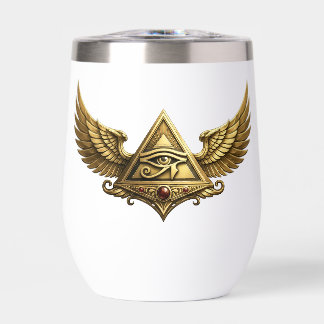 NeoAnkh | 3D Gouden Oog van Horus & Vleugelpiramid