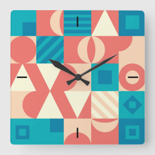 NeoGeo motif carré horloge murale