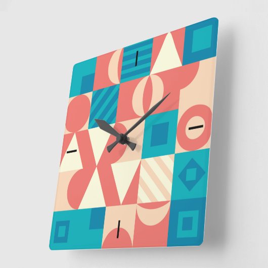 NeoGeo motif carré horloge murale (Angle)