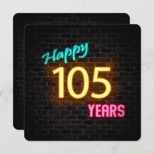 Neon 105th Birthday Sign gloed op steen Kaart