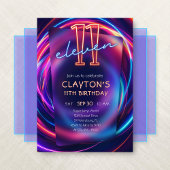 Neon 11e anniversaire Invitation