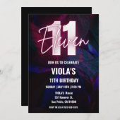 Neon 11e verjaardag kaart (Voorkant / Achterkant)