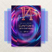 Neon 14th Birthday Invitation