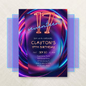 Neon 17th Birthday Invitation