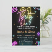 Neon 21e anniversaire Invitation (Debout devant)