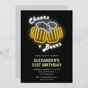 Neon 31e anniversaire invitation Cheers and Beers