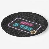 Neon 35th Birthday Marquee op Brick Wall Papieren Bordje (Gekanteld)